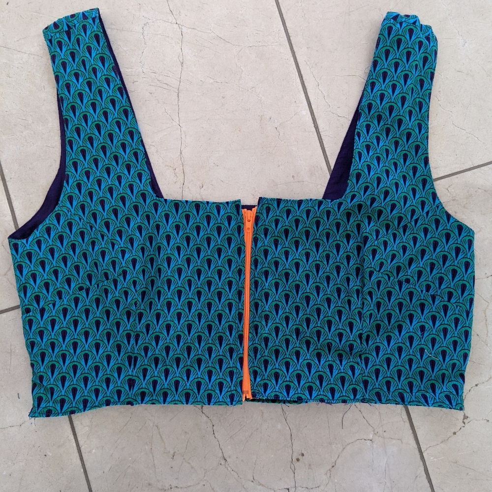 Handmade square neck crop top